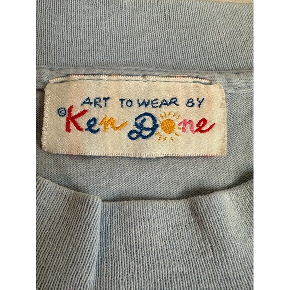 VTG Ken Done Art 80s Graphic Palm Tree SUN Flower NEON T-shirt PUFF PAINT - Picture 10 of 13